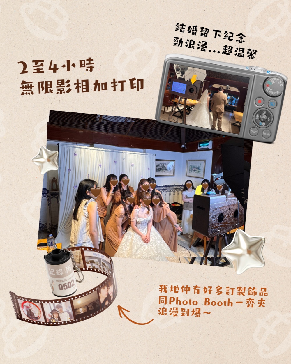 婚禮擺酒活動案例，保留原有遮面處理